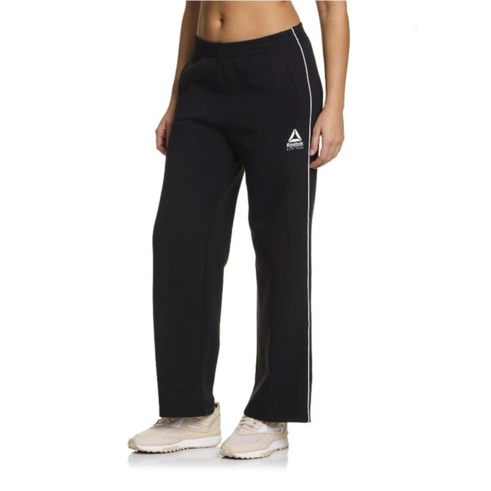 Reebok Women's Wide Leg Sweatpants Pockets Cotton Blend Black Size XXL‎ NWT
